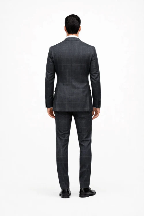 Suits With Baggy Pleated Pants - Wide Leg Pants 100% Wool - Classic Fit in Navy by Rossiman