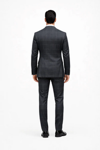 Suits With Baggy Pleated Pants - Wide Leg Pants 100% Wool - Classic Fit in Navy by Rossiman