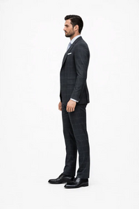 Suits With Baggy Pleated Pants - Wide Leg Pants 100% Wool - Classic Fit in Navy by Rossiman