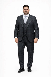 Suits With Baggy Pleated Pants - Wide Leg Pants 100% Wool - Classic Fit in Navy by Rossiman