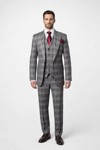 Suits With Baggy Pleated Pants - Wide Leg Pants 100% Wool - Classic Fit Single Breast Lapel Vest by Rossiman