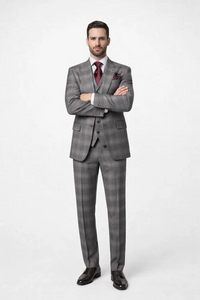 Suits With Baggy Pleated Pants - Wide Leg Pants 100% Wool - Classic Fit Single Breast Lapel Vest by Rossiman