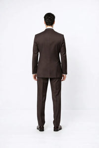 Rossiman Men’s Brown Wool Suit – Classic Fit with Baggy Pleated Wide-Leg Trousers