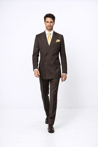 Rossiman Men’s Brown Wool Suit – Classic Fit with Baggy Pleated Wide-Leg Trousers