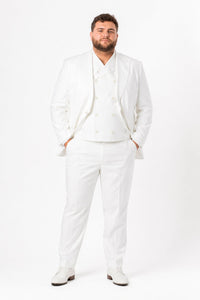 Tiglio Rosso Suit  - Classic Fit Athletic Cut 100% Wool Super 150s Italian Fabric Peak Lapel in Color Off White