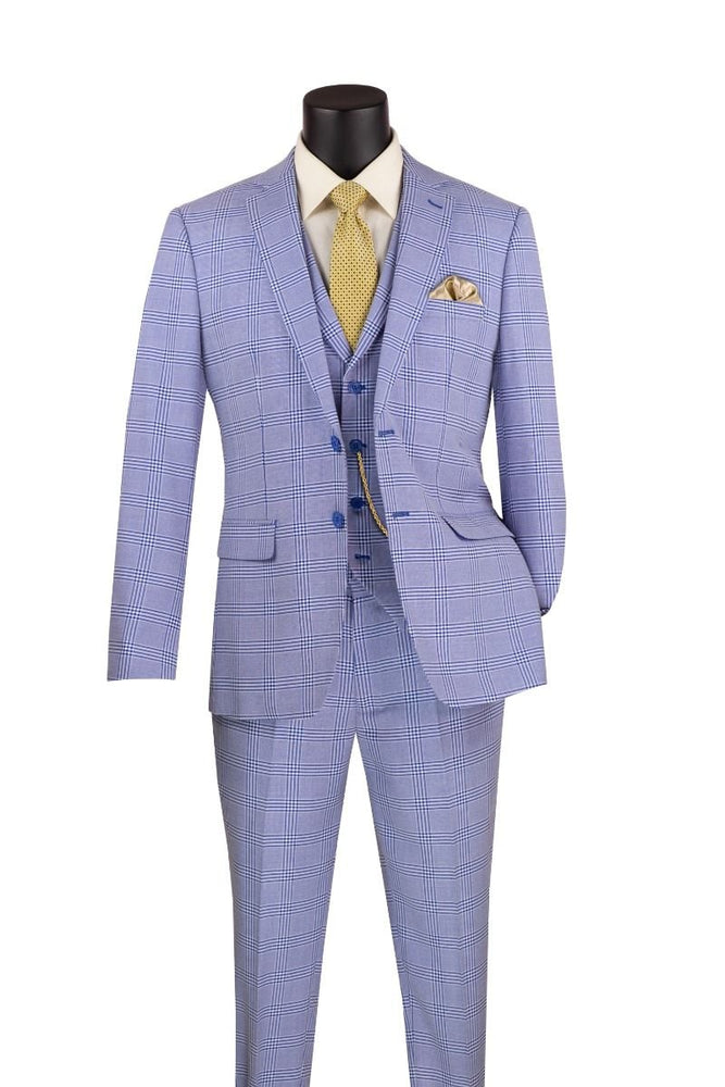 Vinci Men's 3-Piece Fit Glen Plaid Suit