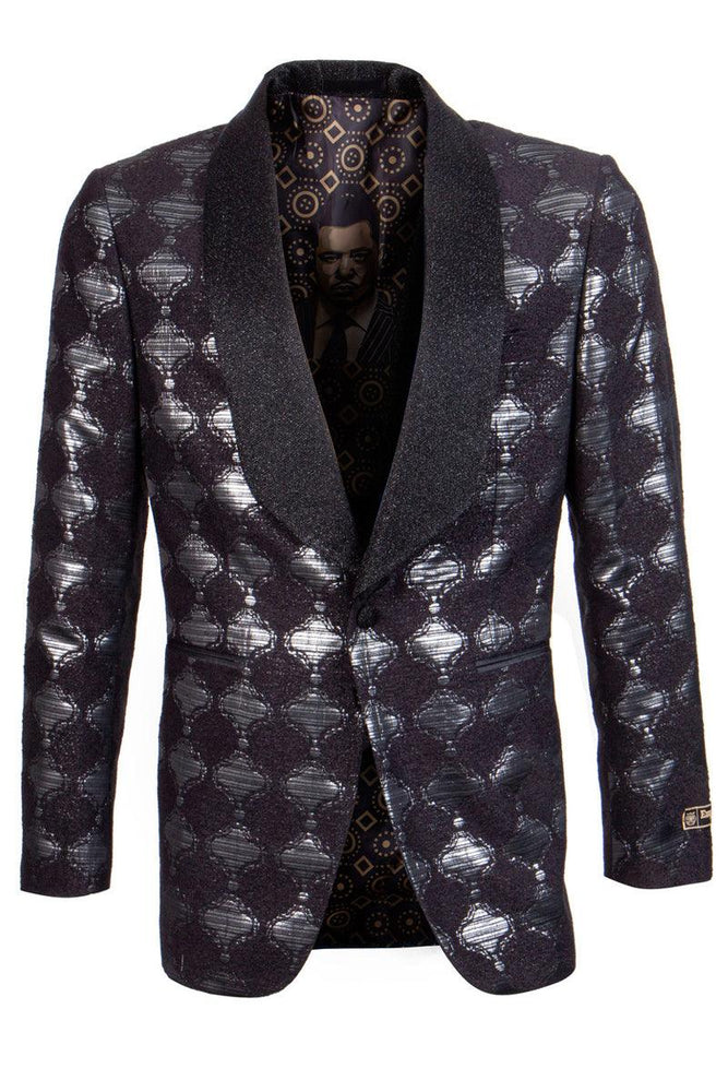 Tailoring

Men's Black & Silver Glitter Brocade Blazer - Empire Tailoring - USA Men's Outlet