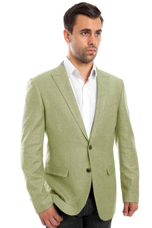 Tailoring Men's Mint Green Linen Two Button Blazer by Tazio Tailoring - USA Men's Outlet