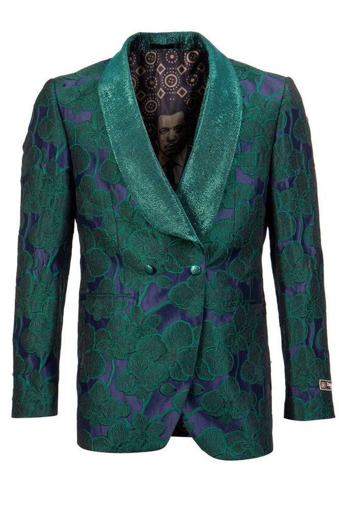 Tailors 

Empire Tailors Men's Shiny Floral Emb Tux Jacket - Green - USA Men's Outlet