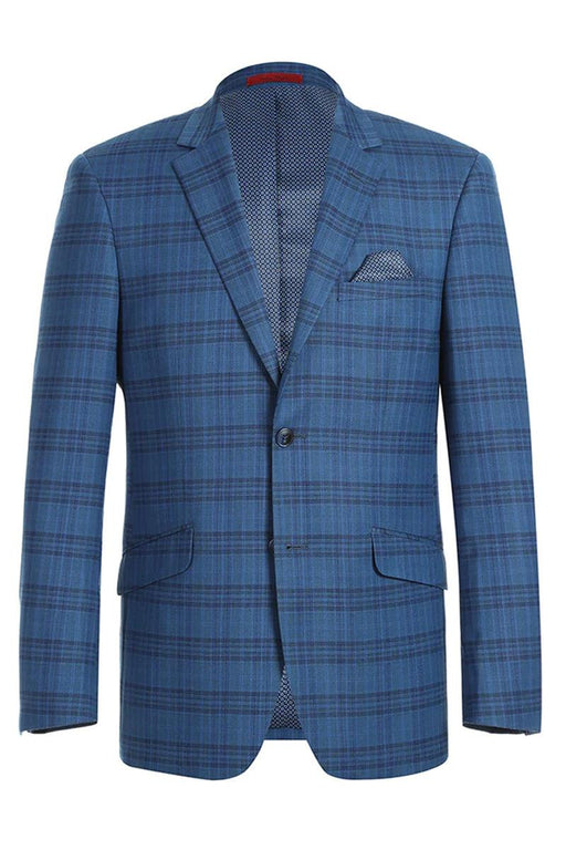 Tailors

Renoir Tailors Men's 2-Button Slim Fit Sport Coat in Medium Indigo Blue Windowpane Plaid - USA Men's Outlet