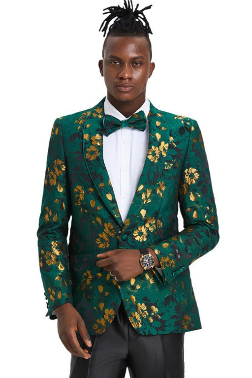 Tailors 

Tazio Tailors Men's Slim Fit Paisley Foiled Blazer - Hunter Green & Gold for Prom & Weddings - USA Men's Outlet