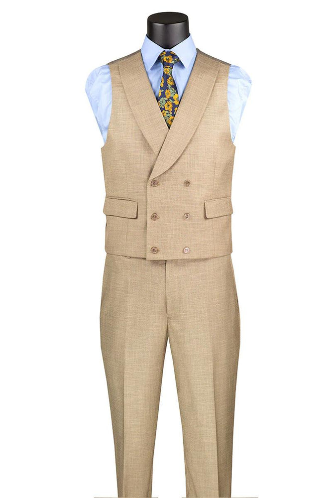 Tailors

Vinci Tailors Men's Summer Sharkskin Double-Breasted Tan Suit Vest - USA Men's Outlet