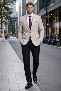 Renoir Linen & Cotton Tan Houndstooth Blazer: Classic Summer Sport Coat
