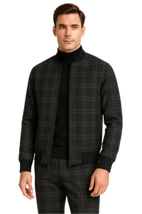 Men's Tazio Track Suit Set: Stylish Black Plaid Jacket & Pant