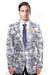 Tazio Blue Slim-Fit Blazer: 1-Button, Brush-Stroke Design - USA Men's Outlet