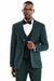 "Tazio Hunter Green Gangster Pinstripe Vested Suit: 1-Btn Wide Peak Lapel" - USA Men's Outlet