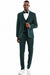 "Tazio Hunter Green Gangster Pinstripe Vested Suit: 1-Btn Wide Peak Lapel" - USA Men's Outlet