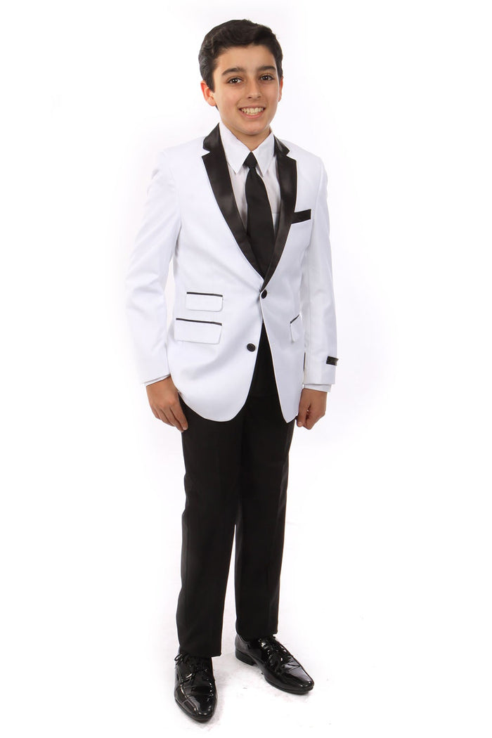 "Jason" Tazio Kids White 4-Piece Tuxedo