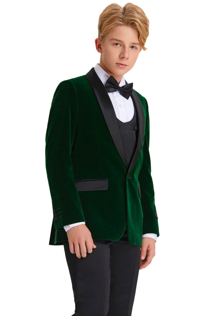 "Jayden" Tazio Kids Green Velvet Tuxedo (5-Piece Set)