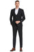 "Tazio Men's Black Peak Lapel Sharkskin Vested Windowpane Suit" - USA Men's Outlet