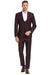 Tazio Men's Burgundy Peakskin Suit with Windowpane Plaid, 2-Button Vesting - USA Men's Outlet