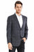 Tazio Men's Charcoal Grey Plaid Two-Button Blazer - Regular Fit, Double Windowpane - USA Men's Outlet