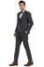 "Tazio Men's Charcoal Sharkskin Slim Suit w/Peak Lapel & Double-Breasted Vest" - USA Men's Outlet