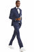 Tazio Men's Elegant 1-Button Vested Polka Dot Prom Suit in Navy Blue & White - USA Men's Outlet