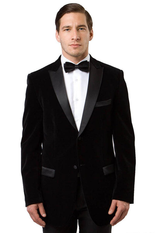 Tazio Men's Elegant Black Velvet Two-Button Tuxedo Jacket - USA Men's Outlet