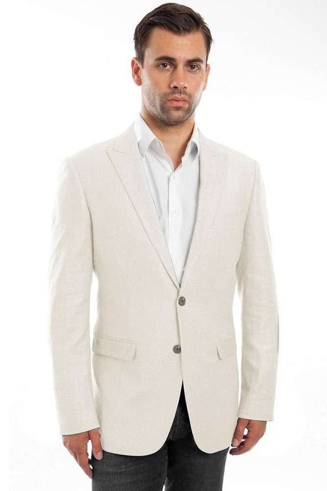 Tazio Men's Ivory Linen 2-Button Blazer – Summer Ready - USA Men's Outlet