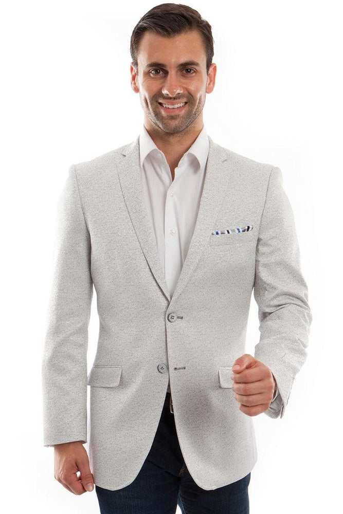 Tazio Men's Light Grey Slim-Fit Summer Speck Blazer - USA Men's Outlet