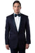 Tazio Men's One-Button Check Shawl Tux Jacket in Blue & Burgundy - USA Men's Outlet