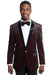 Tazio Men's One-Button Velvet Tuxedo Jacket, Slim Fit, Black/Red - USA Men's Outlet