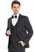 Tazio Men's One-Button Vested Prom Suit, Black & White Mini Polka Dot - USA Men's Outlet