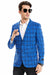 Tazio Men's Royal Blue Glen Plaid Slim Fit Sport Coat Blazer, 2-Button - USA Men's Outlet