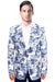 Tazio Men's Slim Blue & White Vacation Blazer with Tropical Prints - USA Men's Outlet