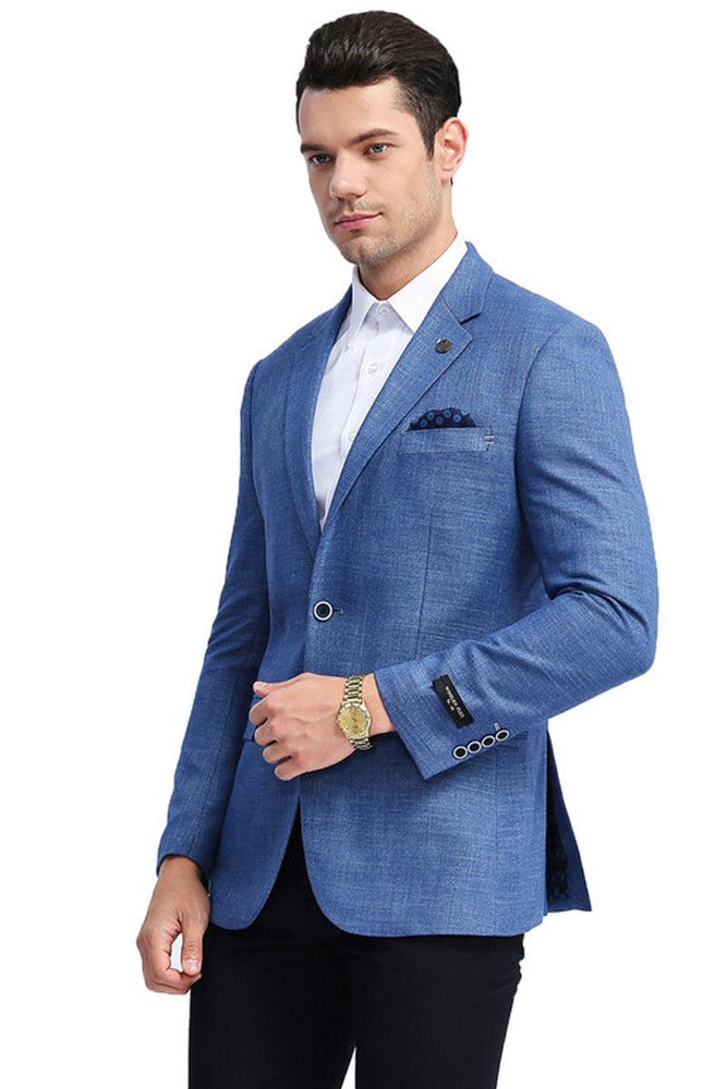 Tazio Men's Slim Fit Denim Blue Sport Coat - Summer Casual Chic. - USA Men's Outlet