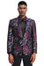 Tazio Men's Slim Fit Floral Shawl Lapel Navy Dinner Jacket - USA Men's Outlet