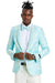 Tazio Men's Slim Fit Paisley Foil Blazer - Mint Green & Gold for Prom & Weddings - USA Men's Outlet