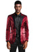 Tazio Men's Slim-Fit Shiny Burgundy Satin Prom Jacket - USA Men's Outlet