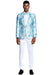 "Tazio Men's Slim-Fit Sky Blue & Silver Paisley Prom Tuxedo Jacket" - USA Men's Outlet