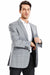 "Tazio Men's Two-Button Regular Fit Grey Windowpane Plaid Blazer" - USA Men's Outlet