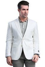 Tazio Men's White Peak Lapel Skinny Blazer - One Button Fit - USA Men's Outlet