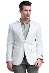 Tazio Men's White Peak Lapel Skinny Blazer - One Button Fit - USA Men's Outlet