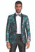 .

"Tazio Paisley Floral Tuxedo - Slim Fit Shawl Lapel in Green & Pink" - USA Men's Outlet