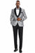 Tazio Silver Men's Paisley Floral Slim Vested Prom Tuxedo w/ One Button - USA Men's Outlet