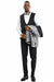 Tazio Silver Men's Paisley Floral Slim Vested Prom Tuxedo w/ One Button - USA Men's Outlet