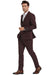 Tazio Suit: Men's Slim-Fit 1-Button Burgundy Sharkskin Lapel & Double-Breasted Vest - USA Men's Outlet