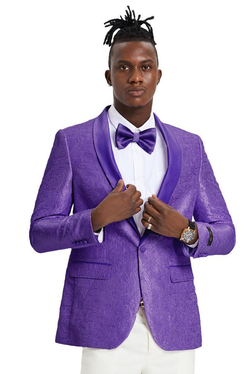 The Tazio Look: Slim Fit Purple Paisley Tux Jacket for Weddings and Proms. - USA Men's Outlet