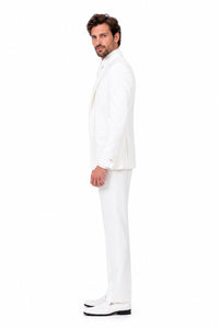 Tiglio Italian Suit - Real Wool Fabric Super 150's San Giovesse off White, Wide Leg Suit & Vest super 150" wool in Color Off White